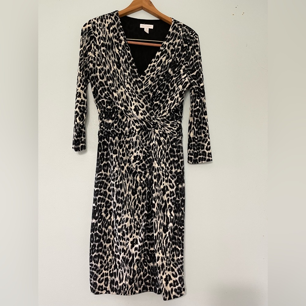 Black & grey cheetah midi dress